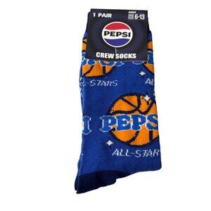 Pepsi Socks Mens Crew Basketball Theme Blue All-Star Graphic Gift Size 6-13